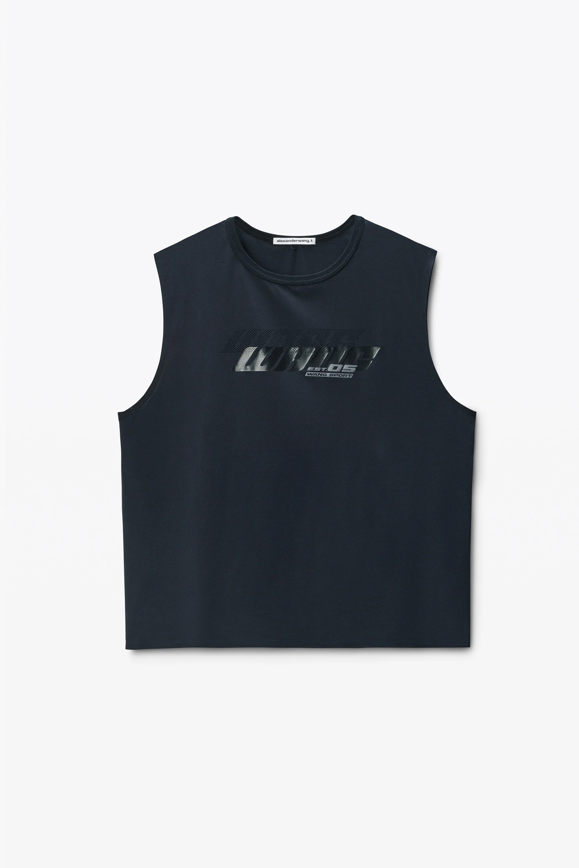 Black Laser-Cut Logo Muscle Shirt - 1