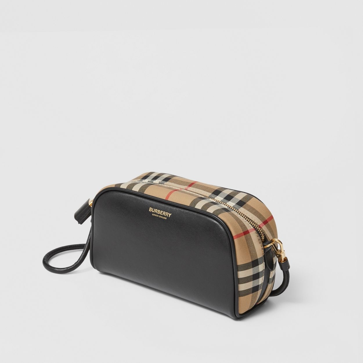 Leather and Vintage Check Half Cube Crossbody Bag - 4