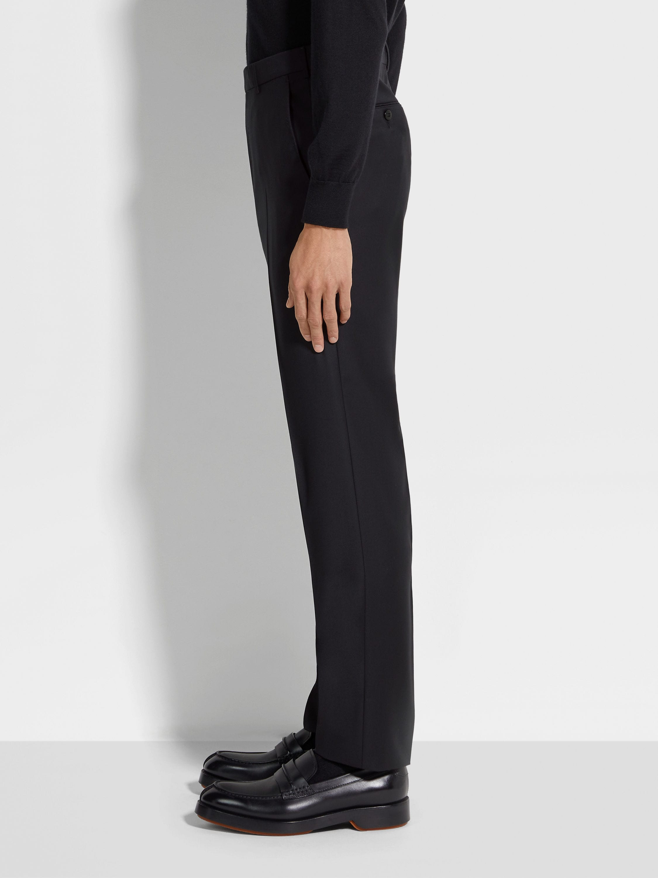 BLACK TROFEO WOOL PANTS - 3