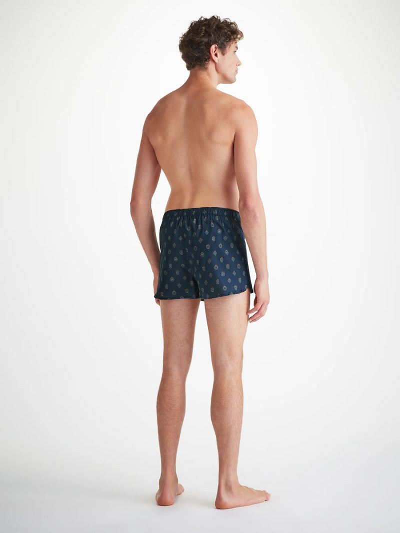 Men's Modern Fit Boxers Cotton Batiste Navy Badge Print 4