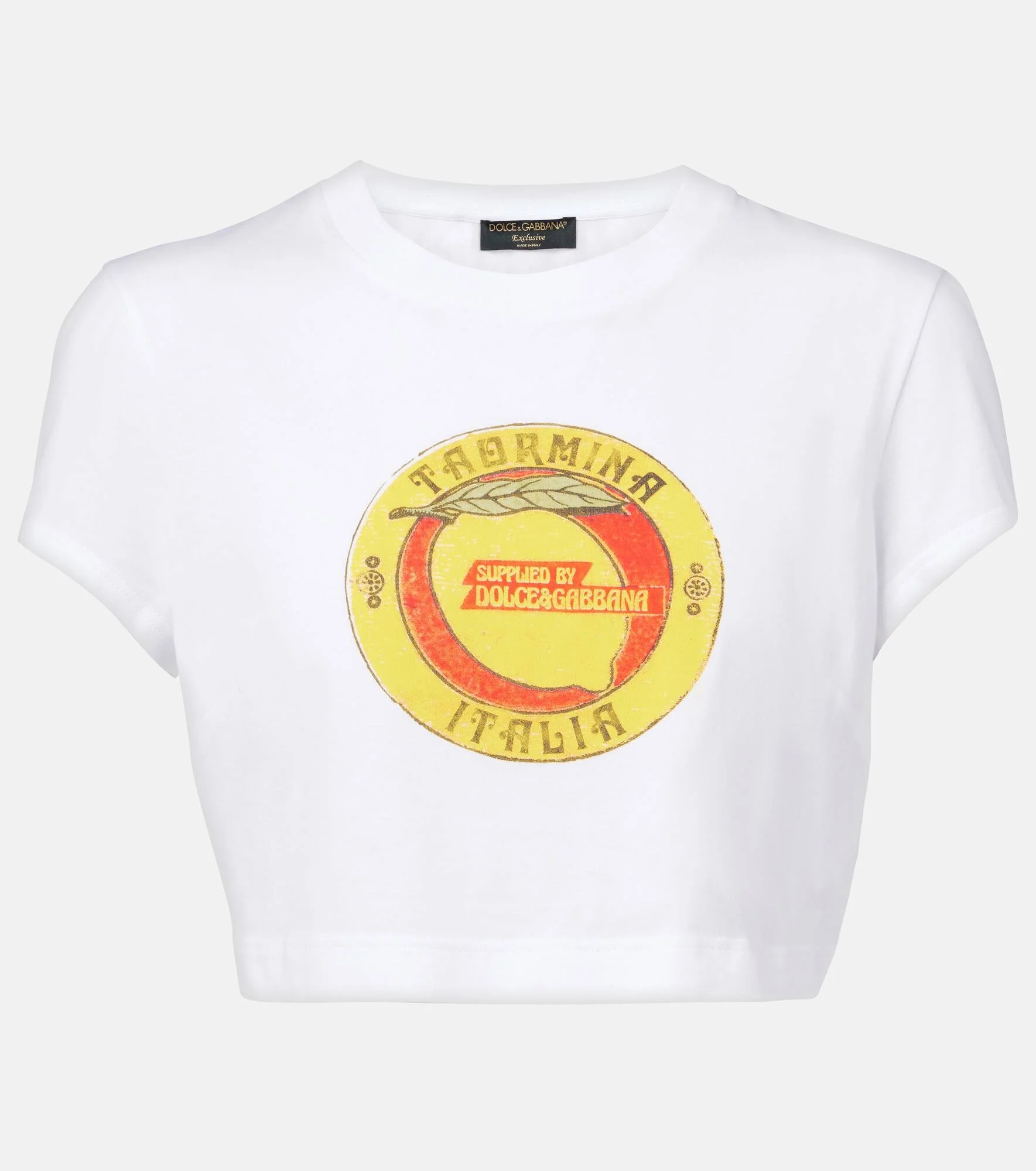 Cropped printed cotton T-shirt - 1