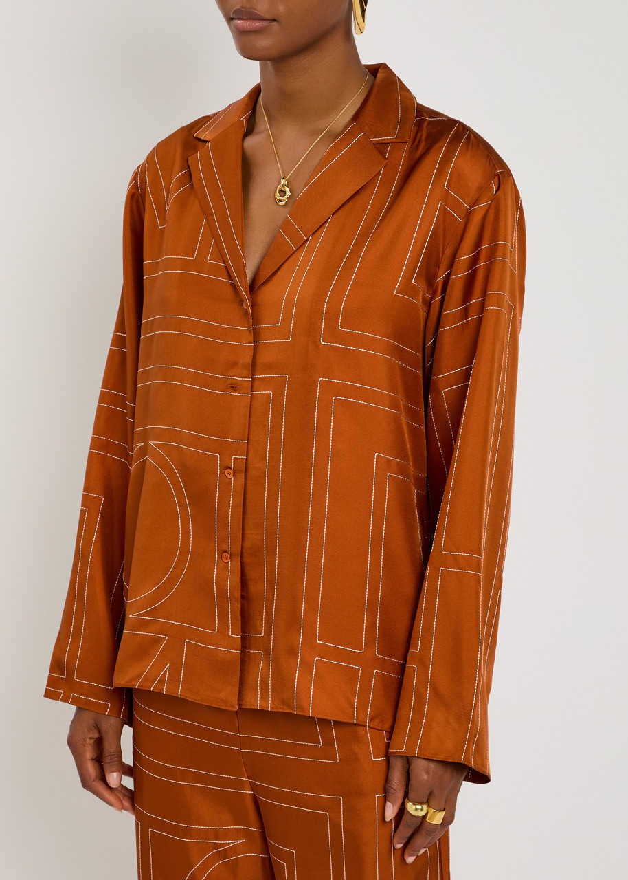 Toteme Logo-embroidered Silk-satin Shirt - 2