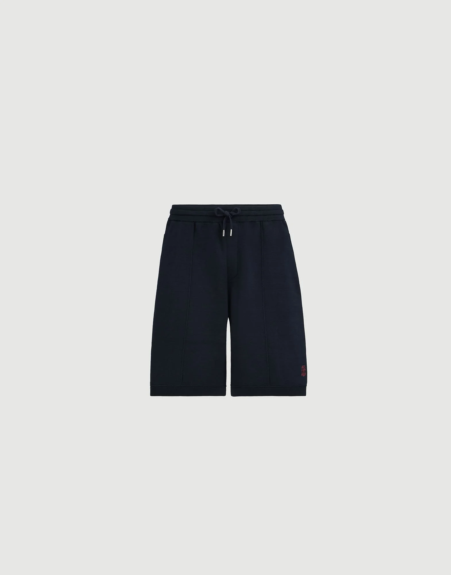 Cotton and silk French terry double knit Bermuda shorts with logo - 1