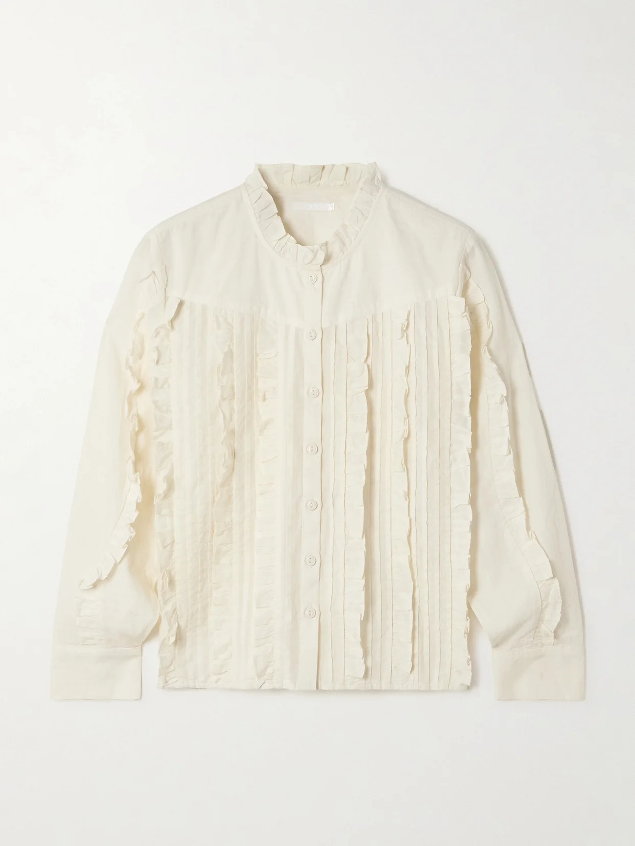 The Shakespeare In The Park Ruffled Pintucked Embroidered Cotton-voile Blouse - 1