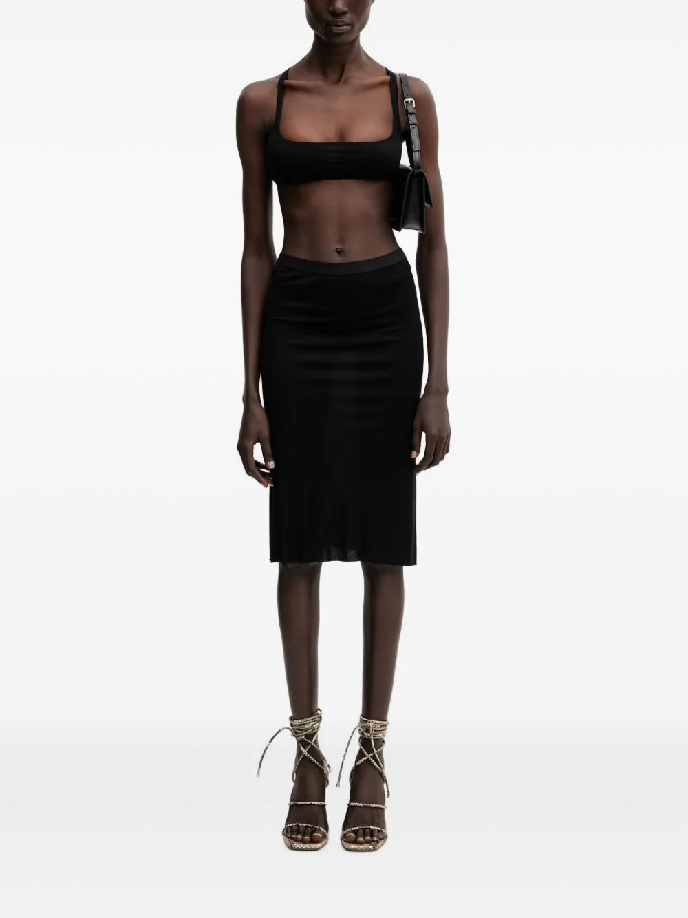 elasticated-waistband jersey midi skirt - 1