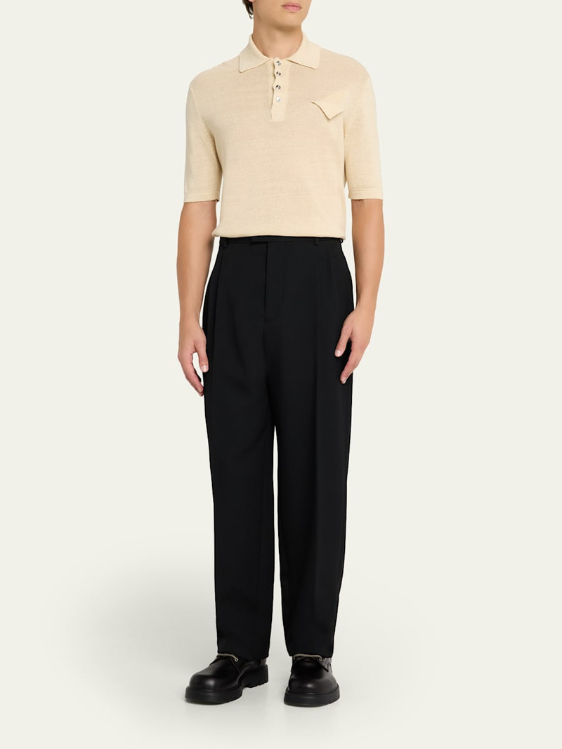 Bottega Veneta Men's Haddock Intrecciato-Collar Leather Lace-Up Boots outlook