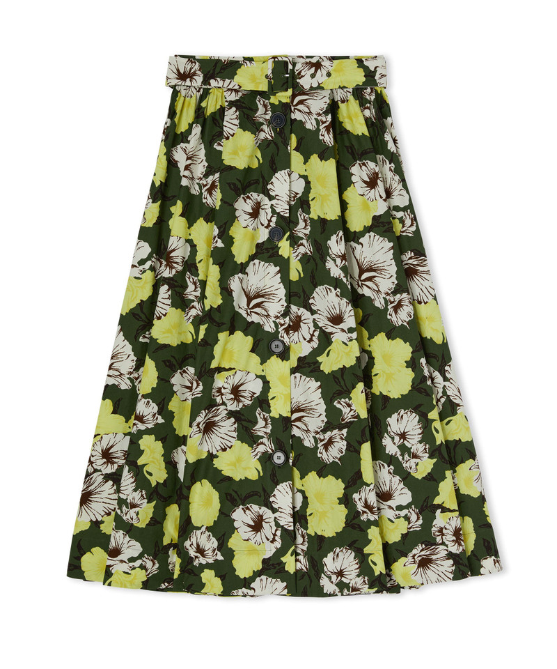 Poplin cotton wheel skirt with "Camo Hibiscus" pattern 3