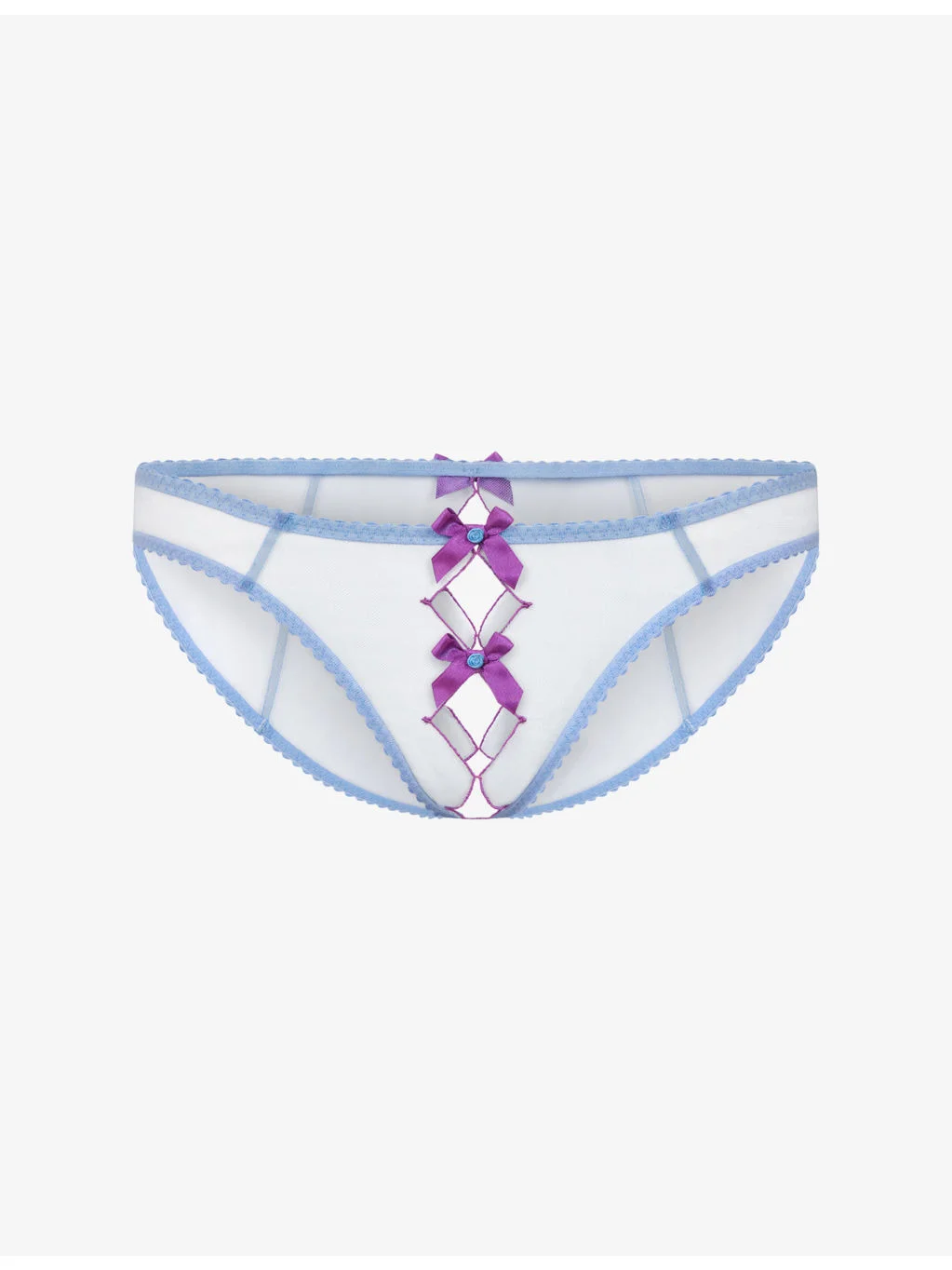 Lorna Bow-Embellished Mesh Ouvert Briefs - 1