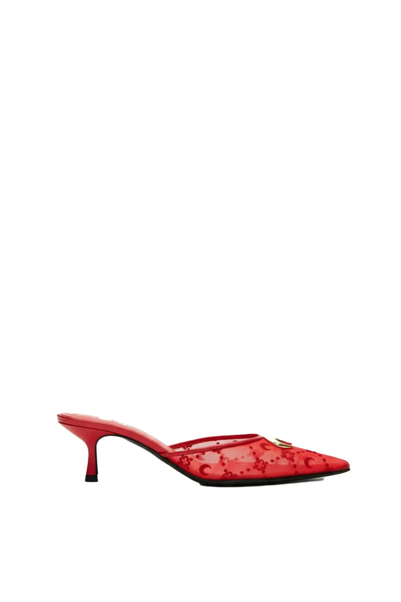 MESH FLOCK KITTEN HEELS Marine Serre MULES 1