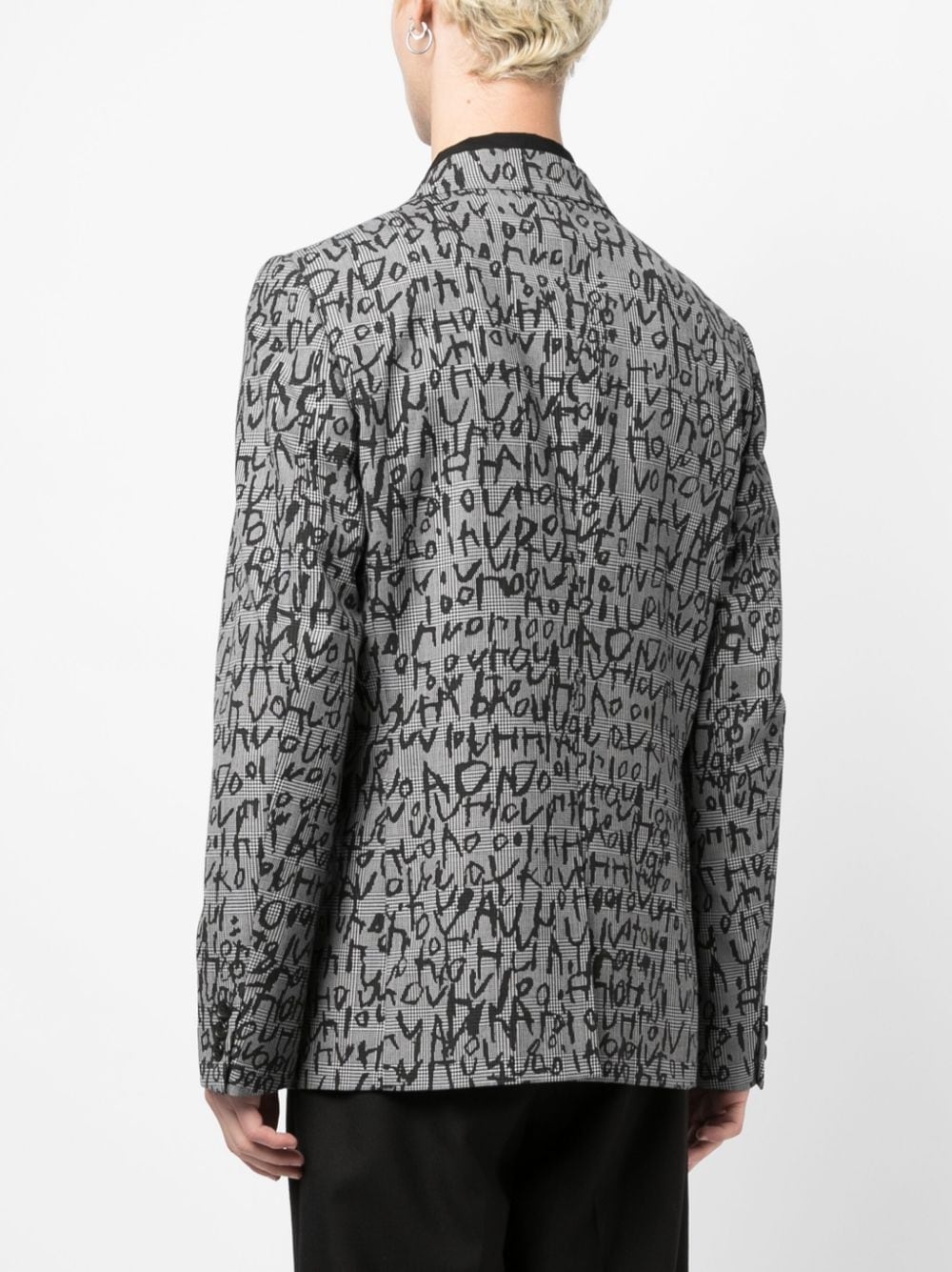 abstract-pattern print notched-lapels blazer - 4