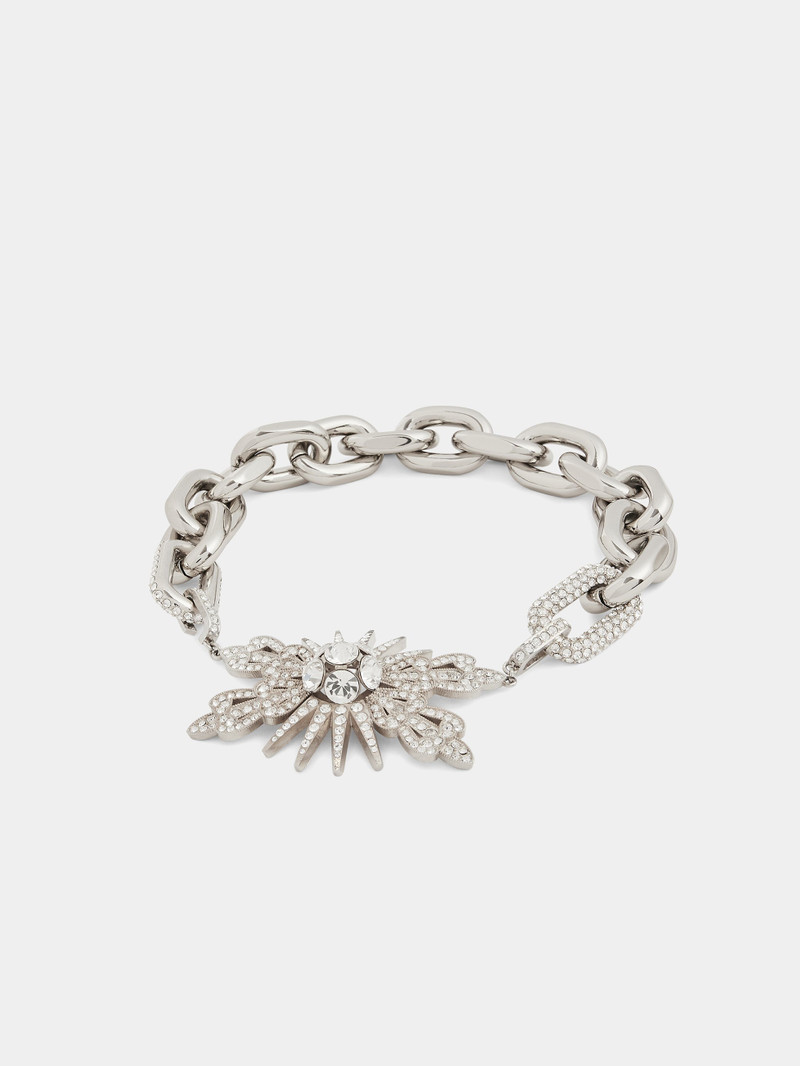 SILVER NECKLACE WITH XL LINK CHAIN AND FLORAL PENDANT 3