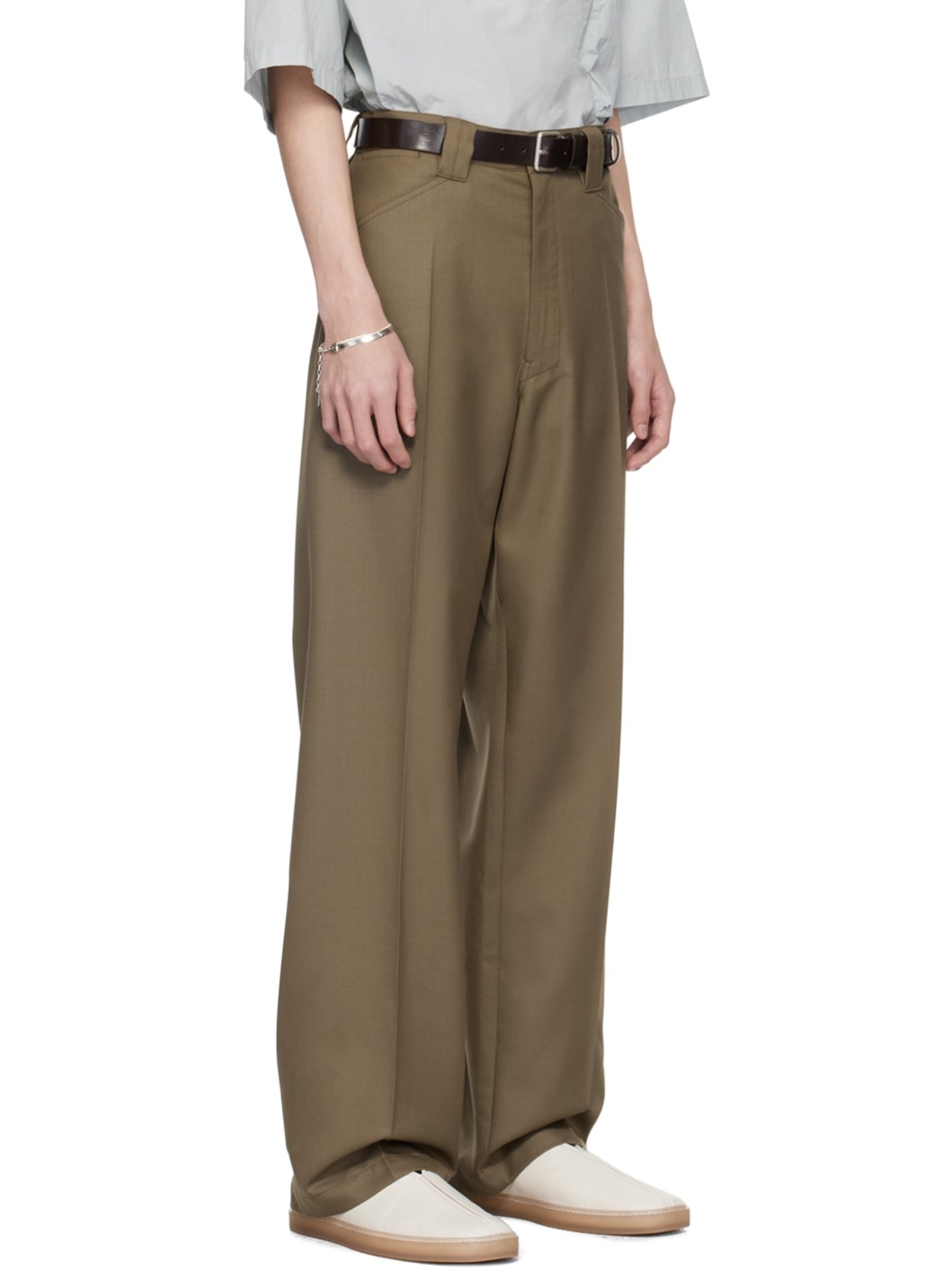 Taupe Straight Trousers - 2