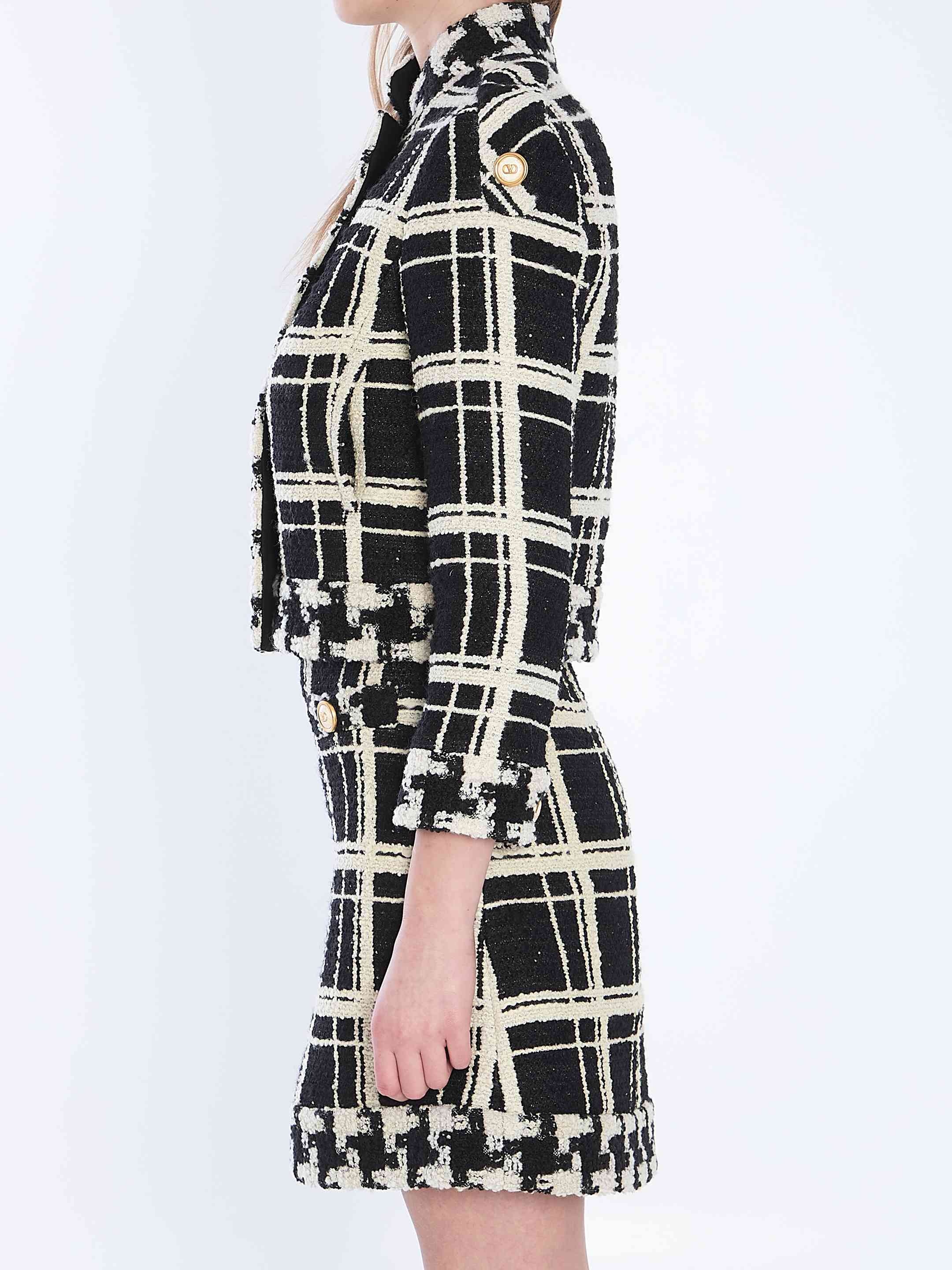 Valentino Garavani Women Macro Check Tweed Caban - 3