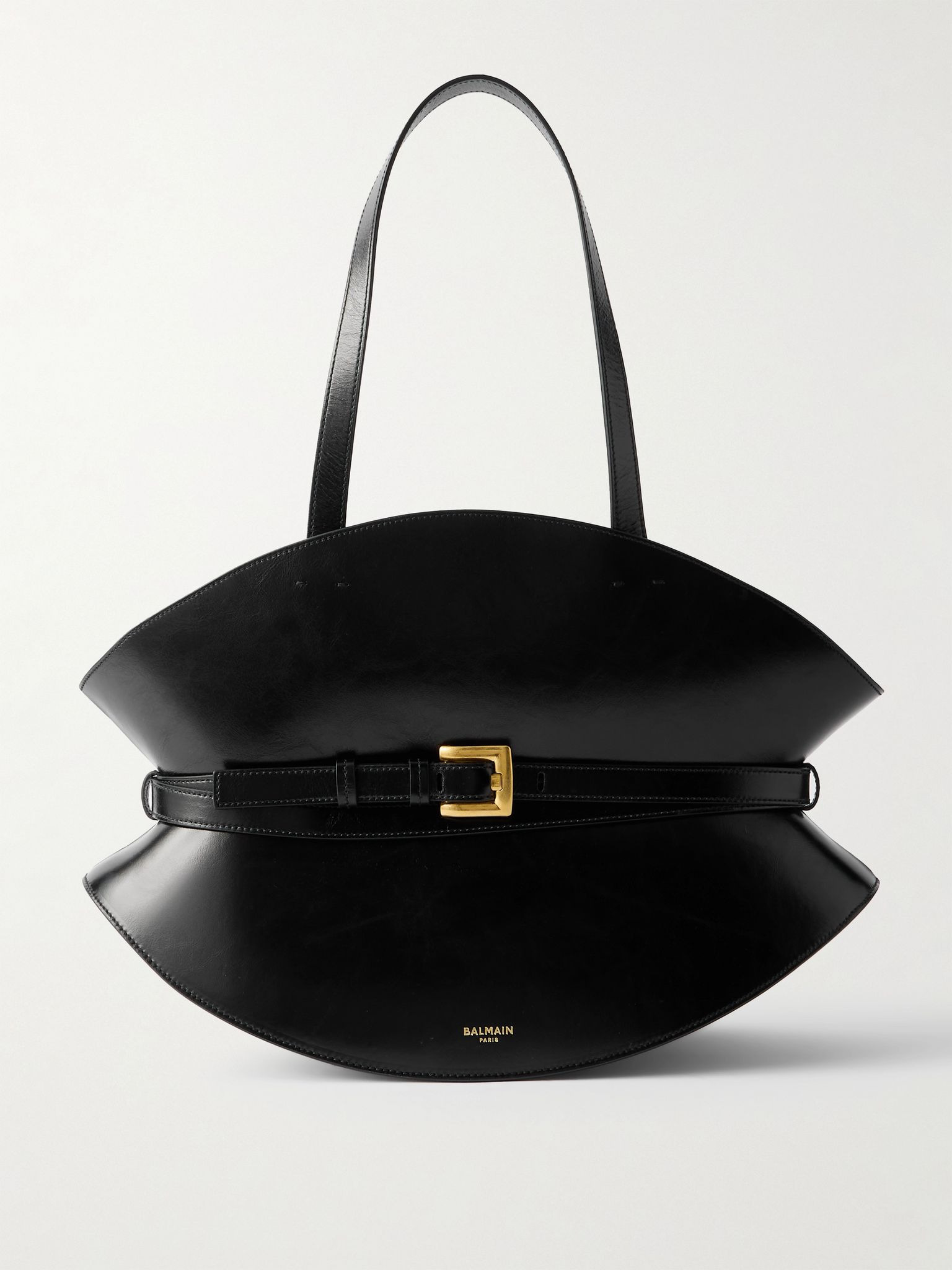 Shuffle medium buckled leather shoulder bag Black - 1