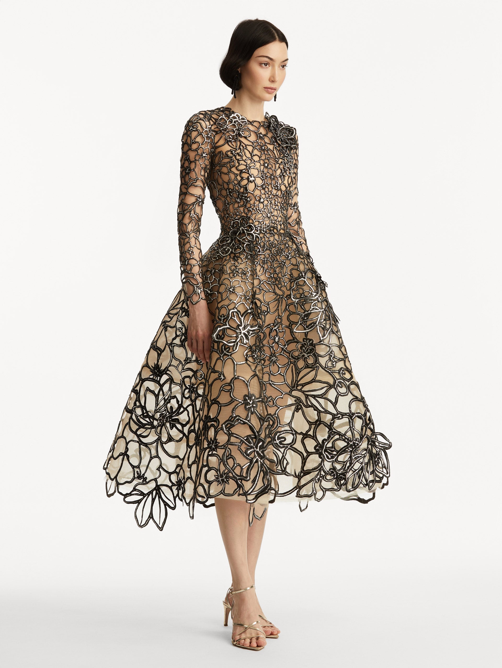 RUBBER LACE ILLUSION TULLE GOWN - 4
