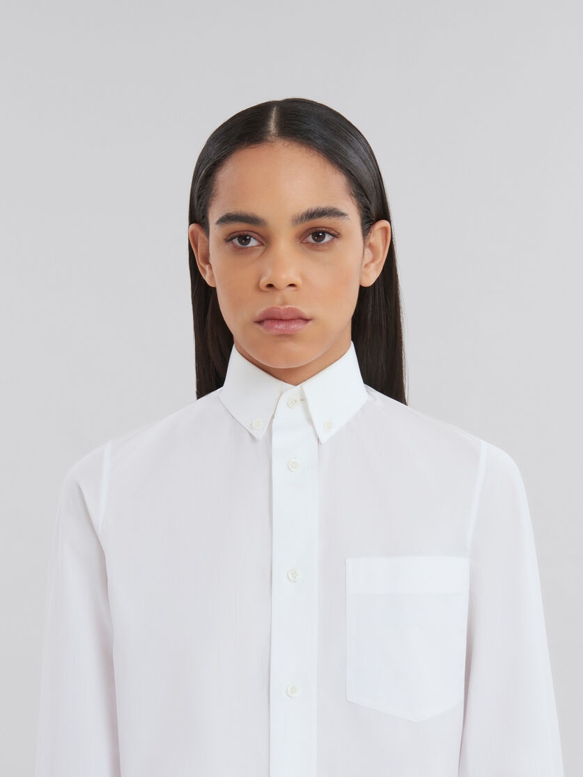 WHITE ORGANIC POPLIN CROPPED SHIRT - 4