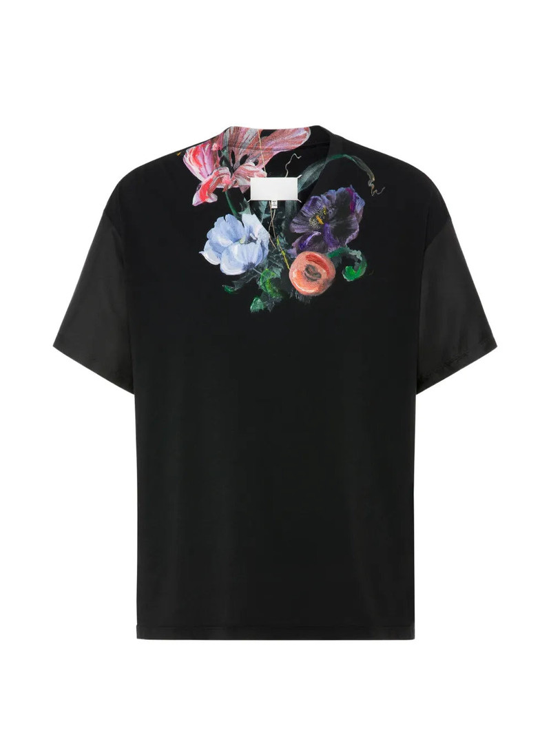 PAINTED FLORAL T-SHIRT - BLACK 1