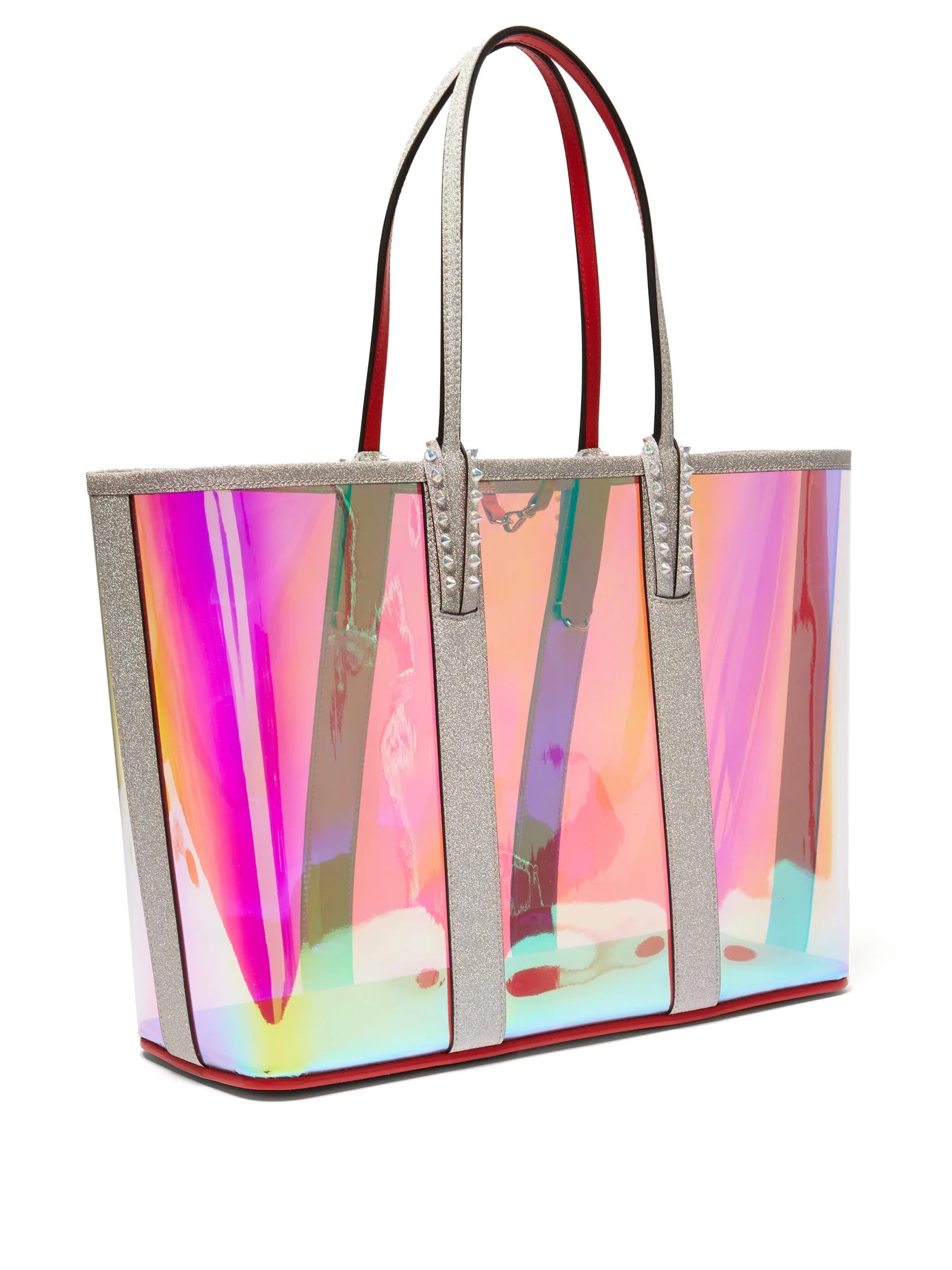 Cabata spike-embellished iridescent-PVC tote - 3