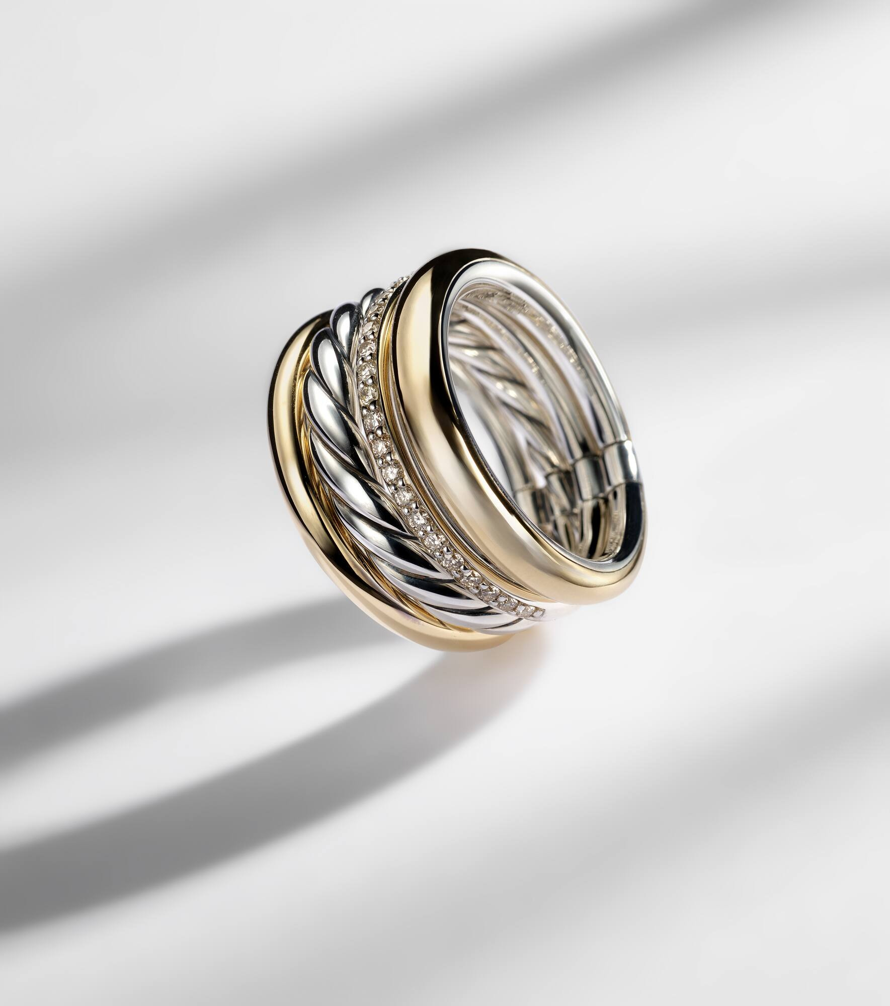 DY Mercer® 18kt gold and sterling silver ring with diamonds - 5