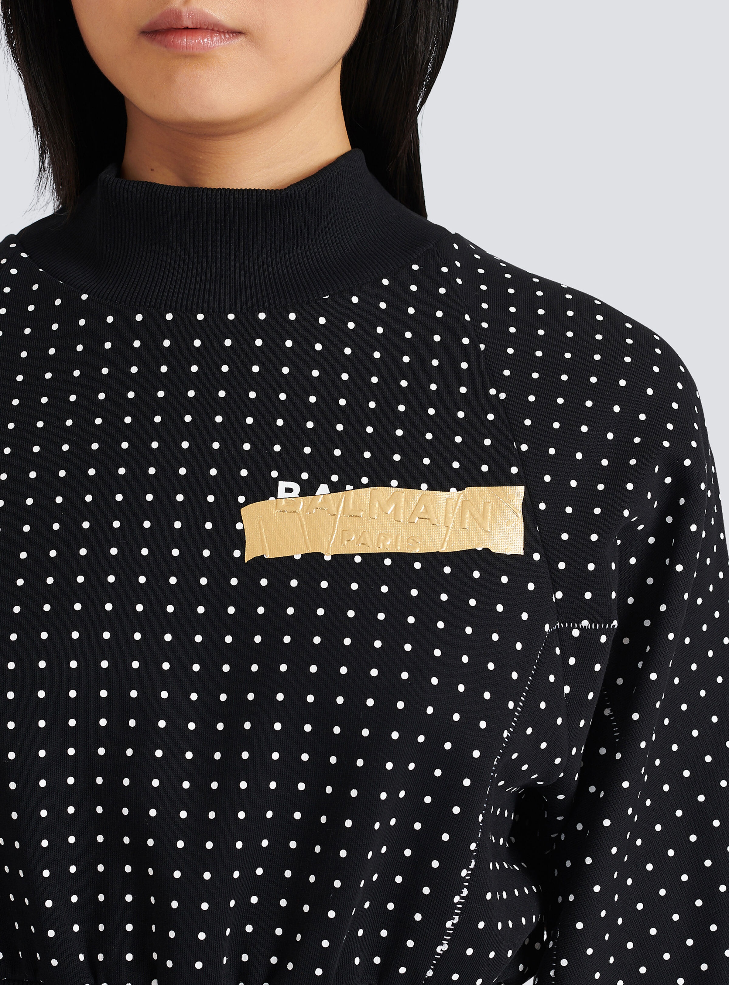 Cotton sweatshirt with printed dots and Balmain logo - 6