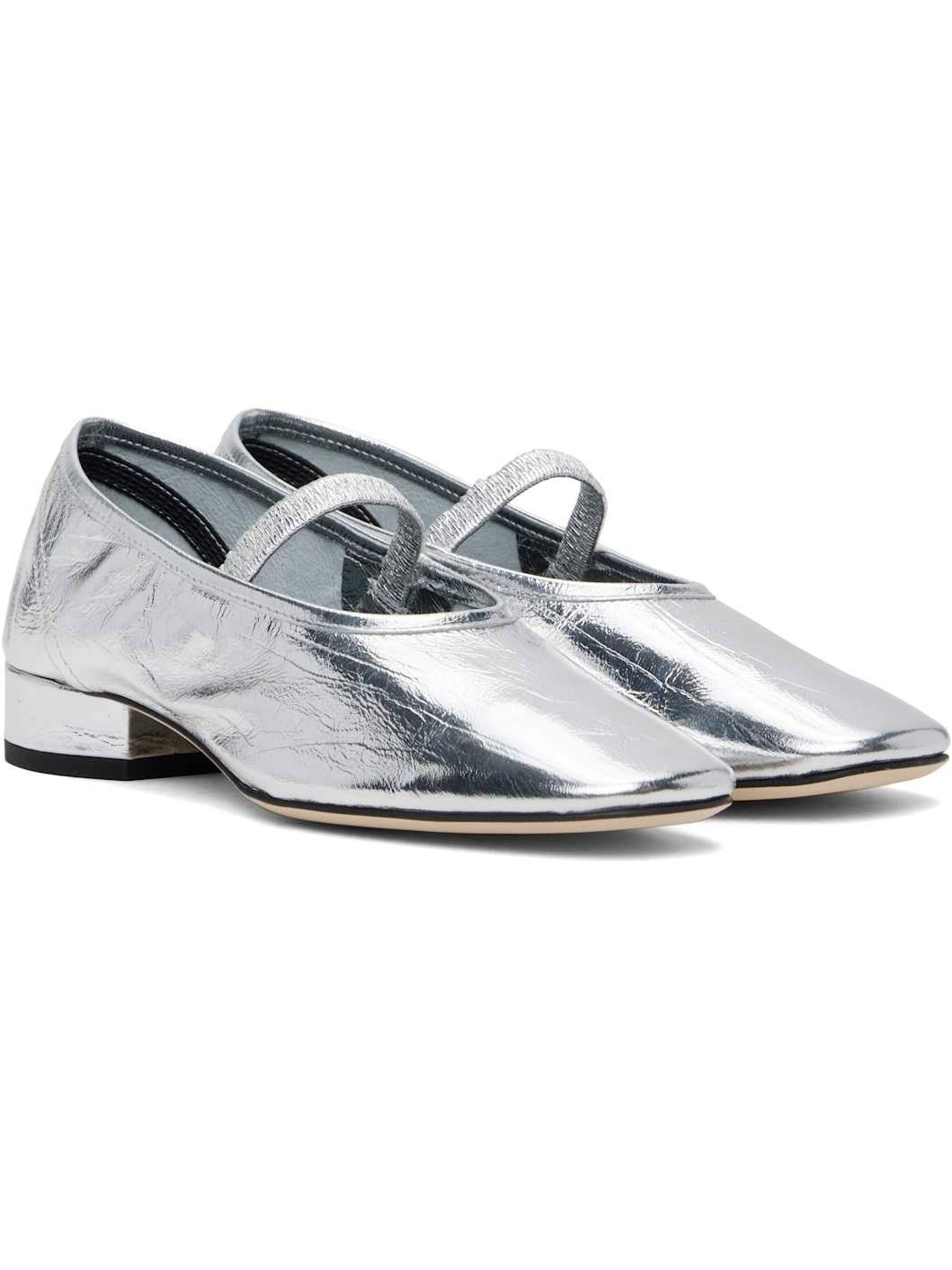 Silver Pippa Leather Ballerina Flats - 4