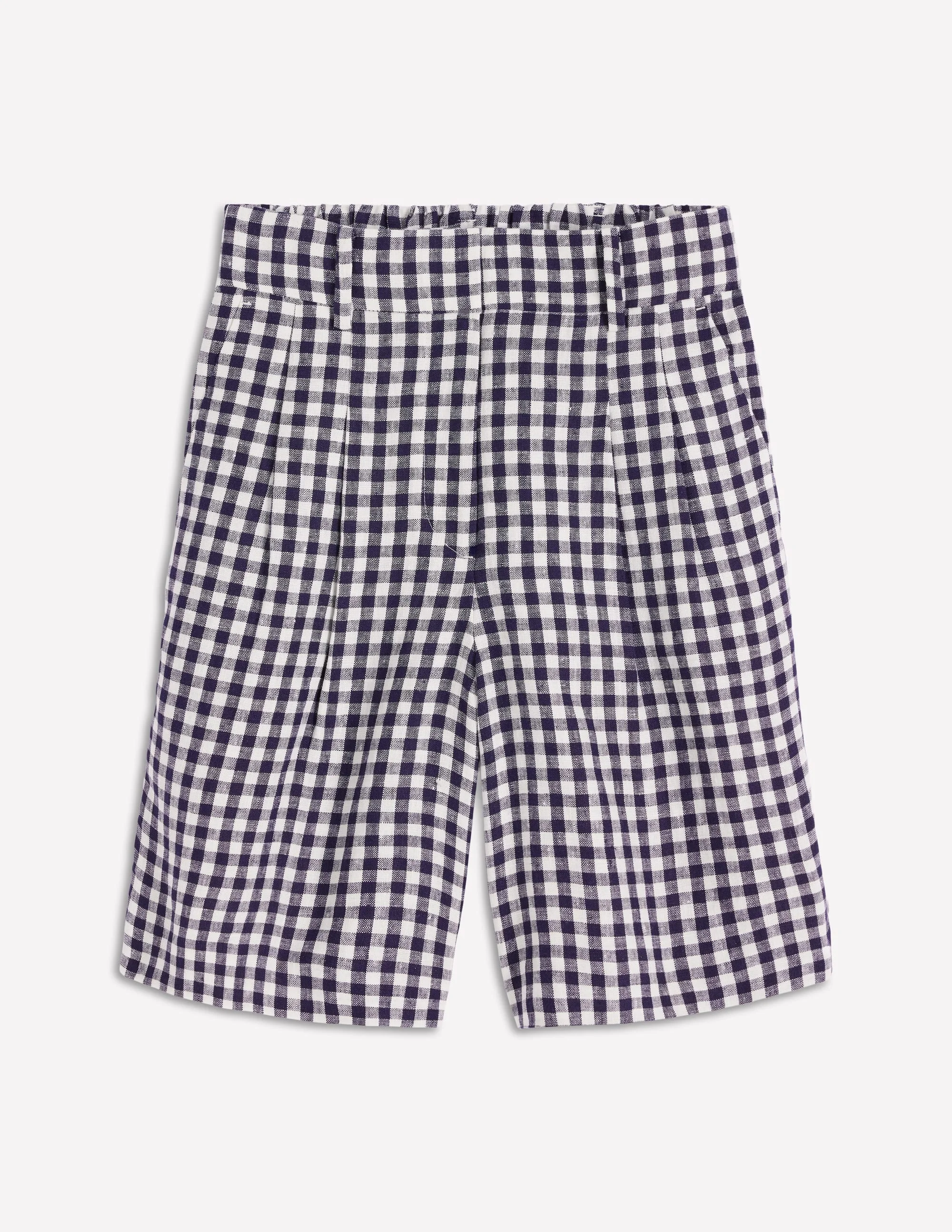 Kensington Linen Shorts-Navy Gingham - 1