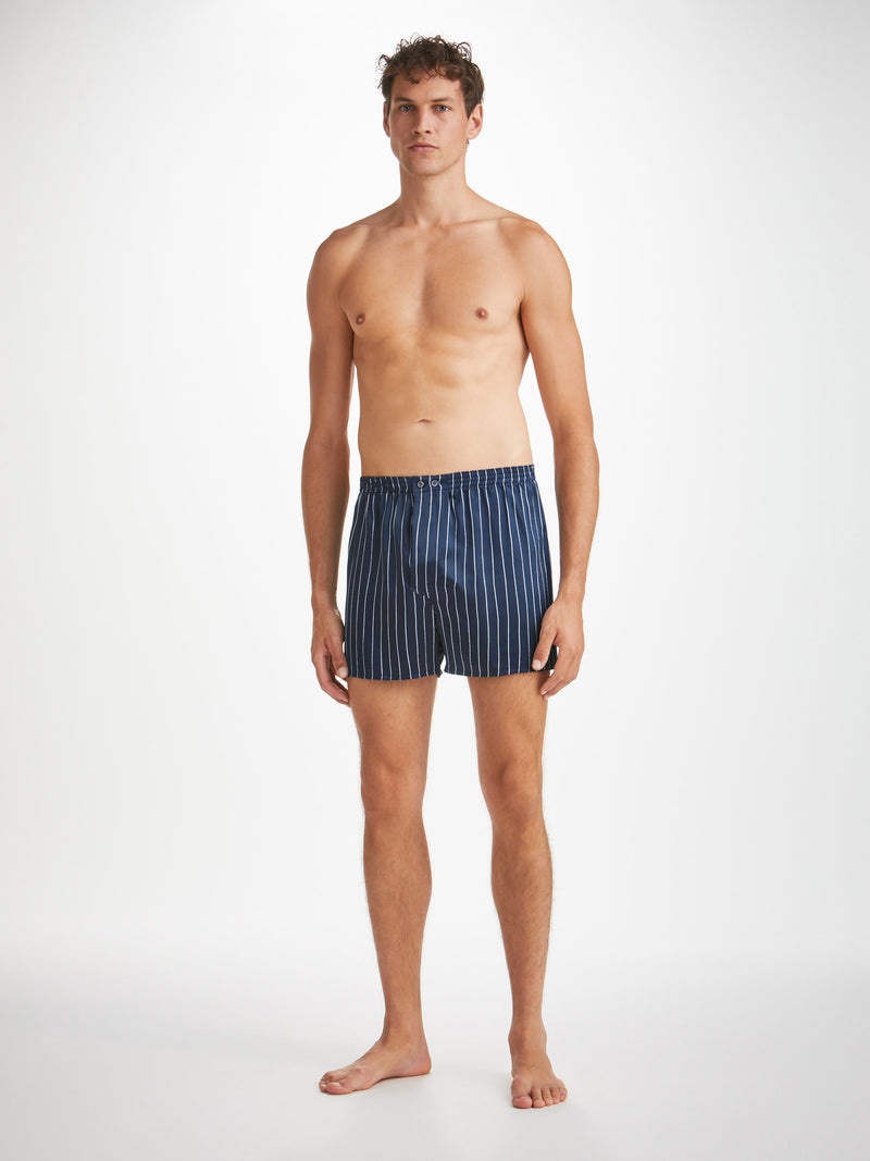 Men's Classic Fit Boxers Brindisi 102 Silk Satin Navy - 3