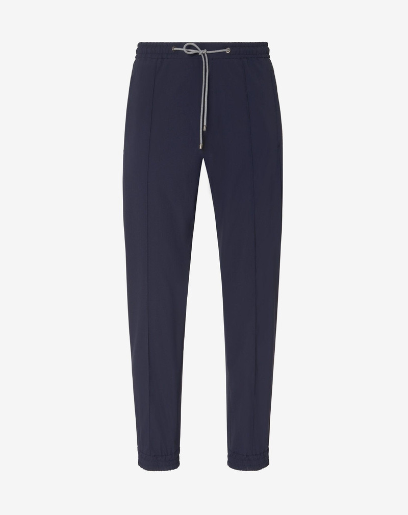 Navy blue technical wool fabric joggers 1