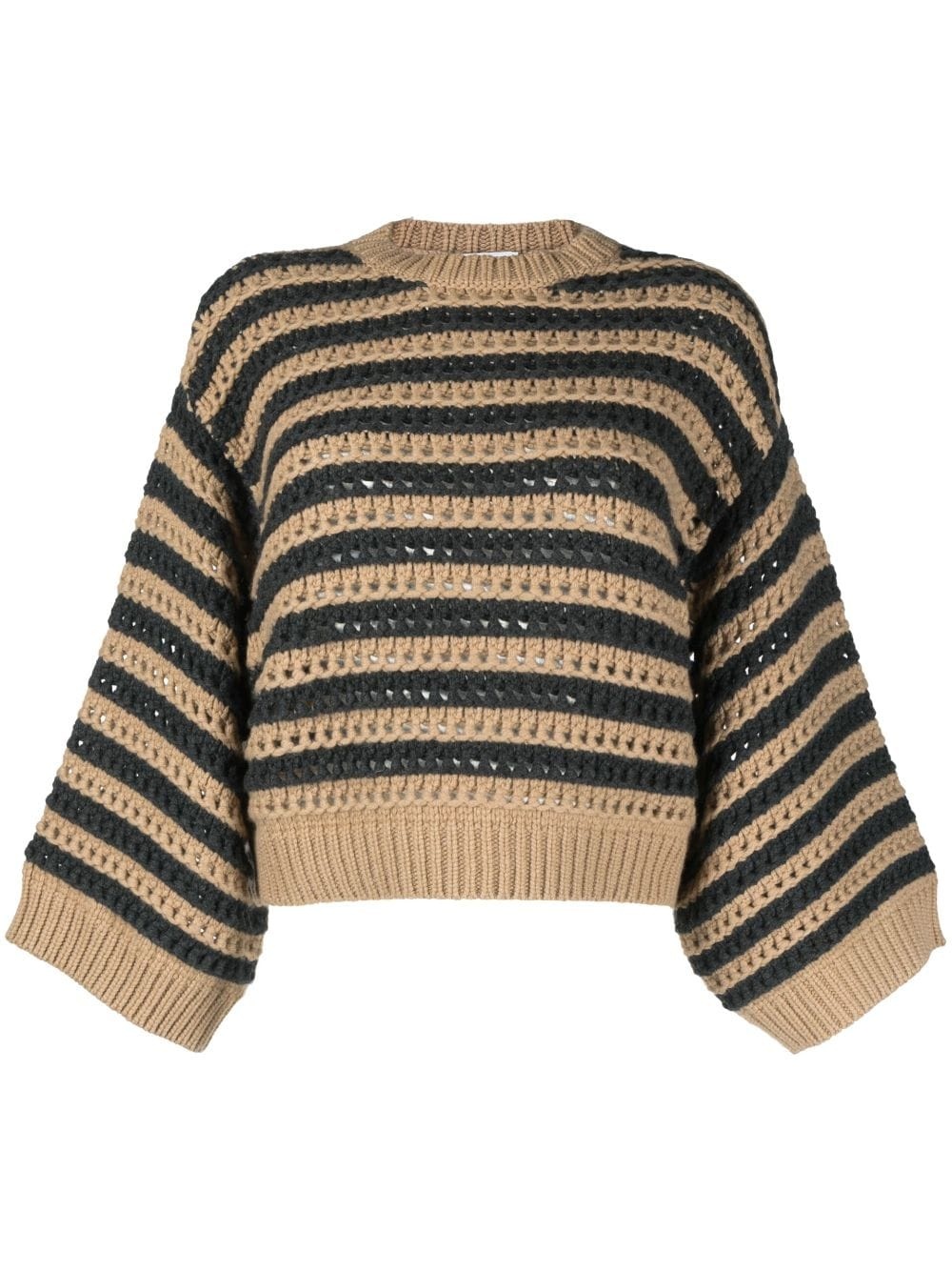 striped crochet wool-blend jumper - 1