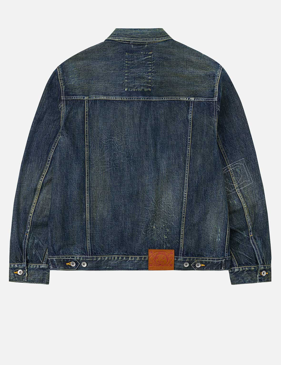 Washed Seagull Embroidery Relax Fit Denim Jacket - 2