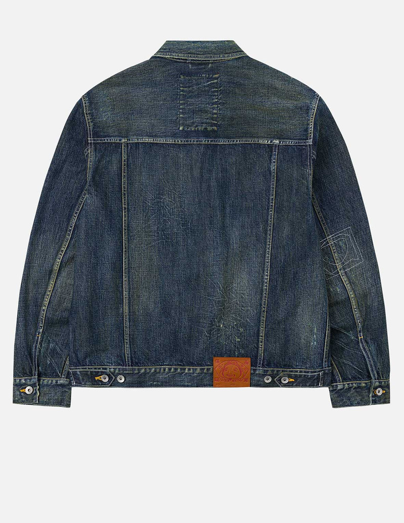 EVISU Washed Seagull Embroidery Relax Fit Denim Jacket outlook