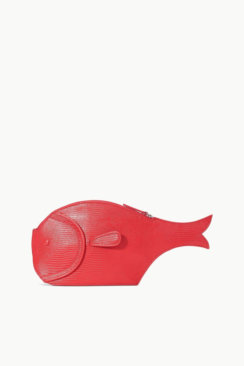 STAUD PESCE LEATHER CLUTCH RED ROSE 1