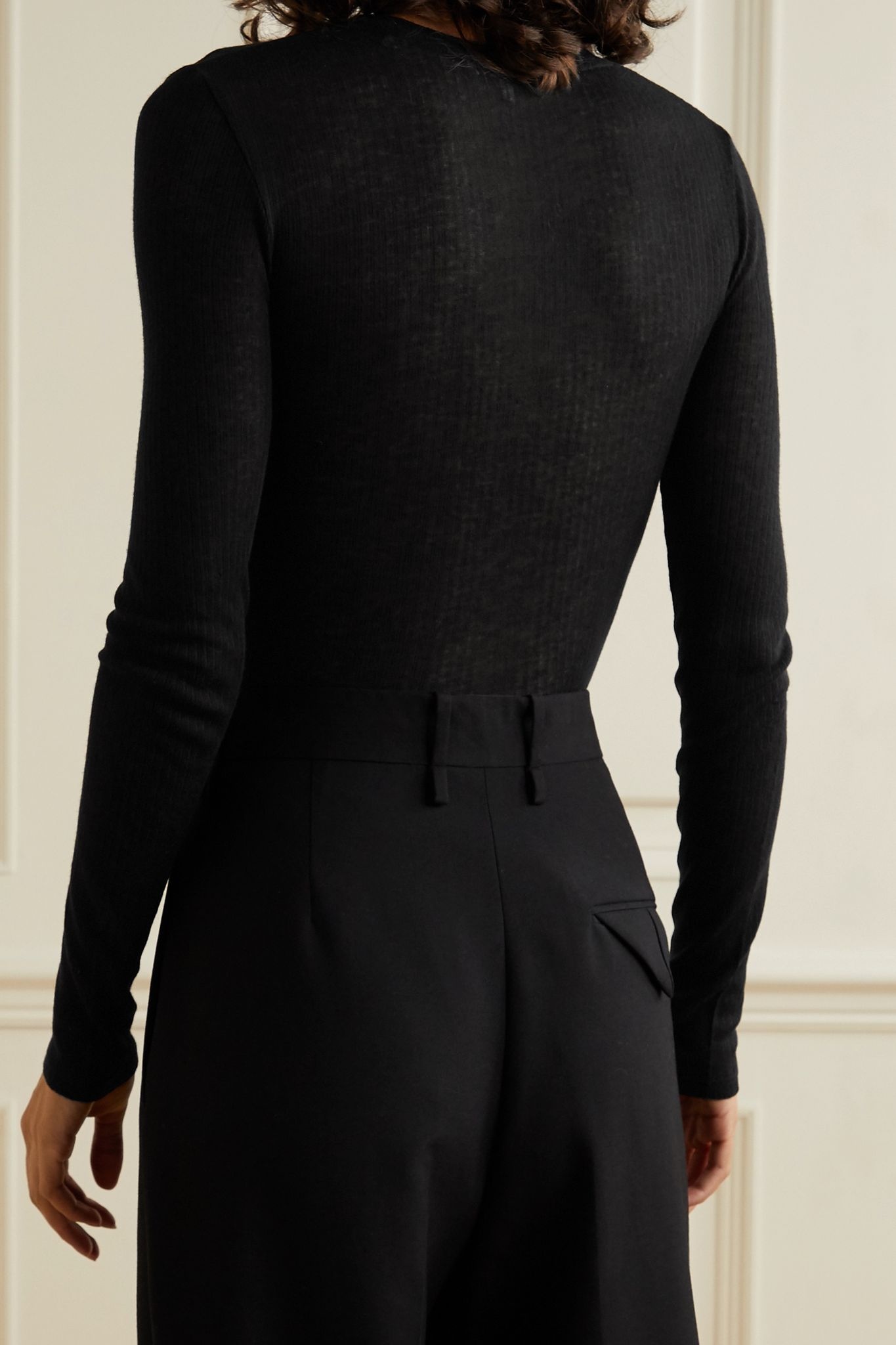 Ribbed Tencel and wool-blend top - 3