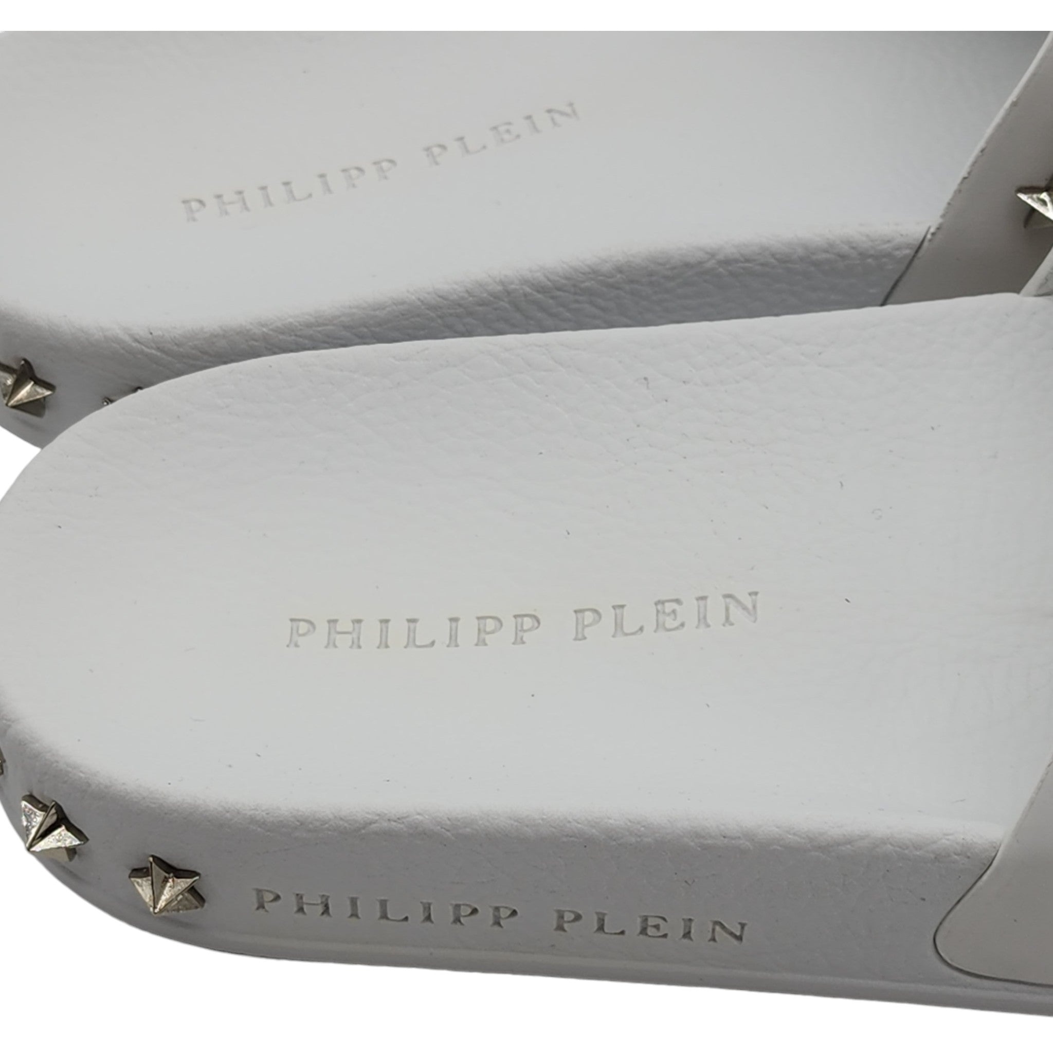 Philipp Plein Gothic Plein Studded Slides - Rubber - White - 5