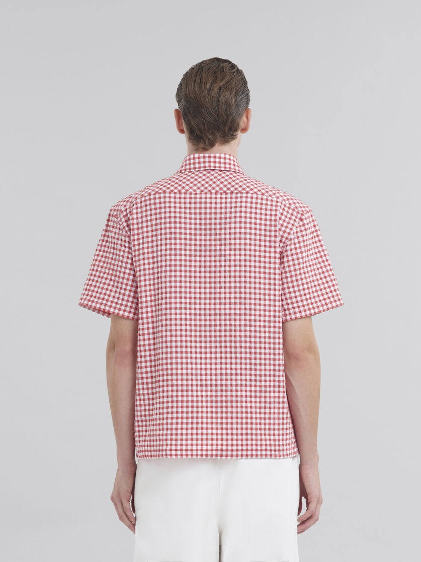 LIGHT BLUE AND WHITE SEERSUCKER CHECKED SHIRT - 3