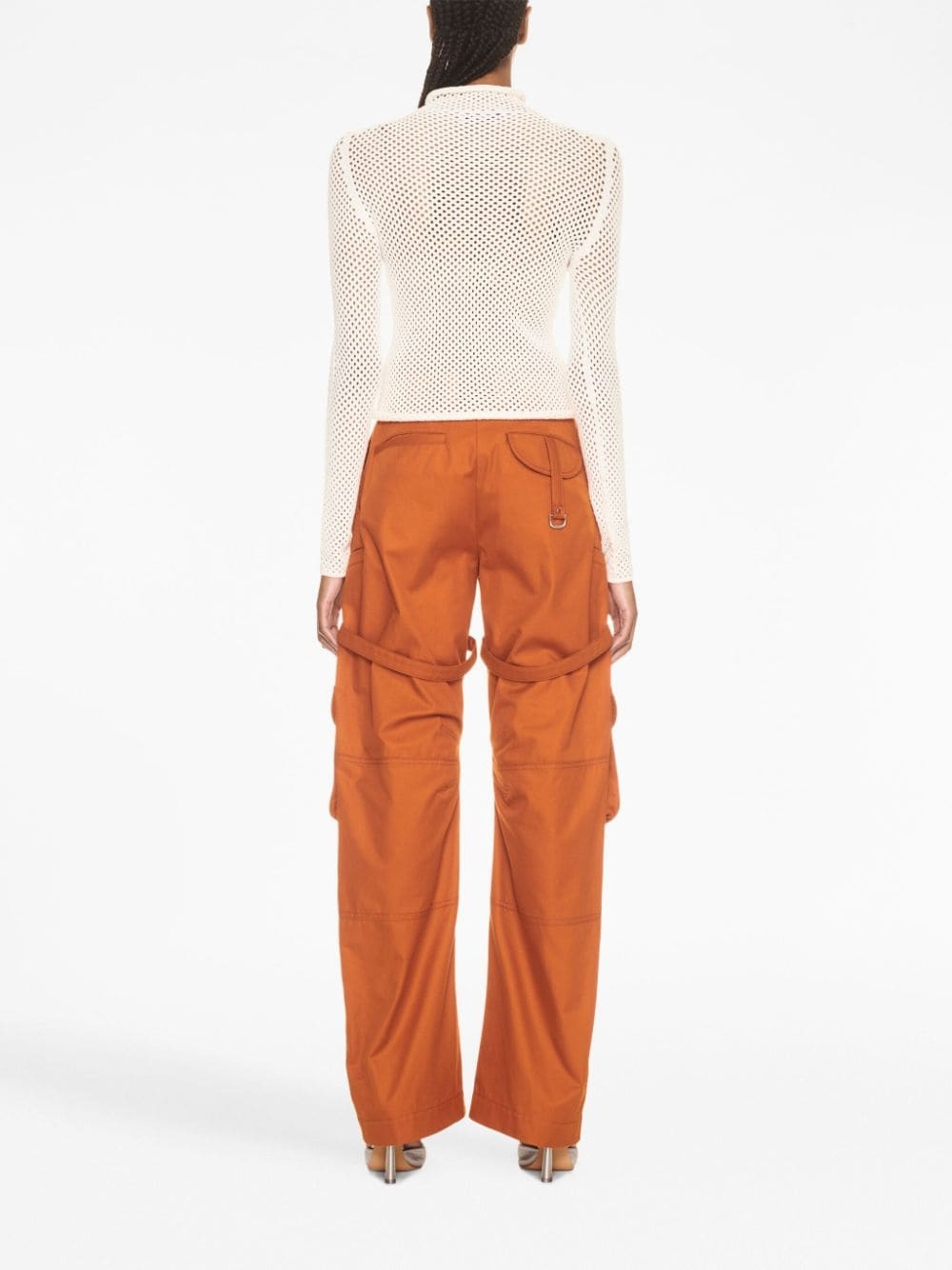 OFF-logo open-knit top - 4