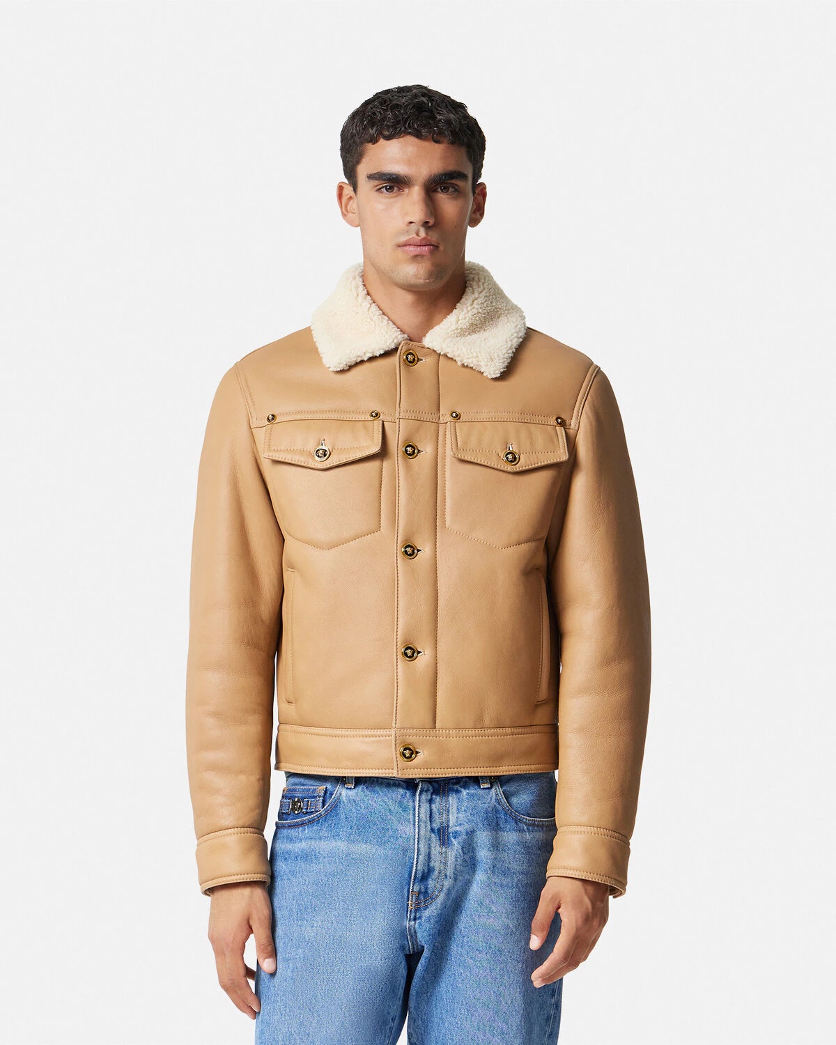 Shearling Leather Blouson Jacket - 4