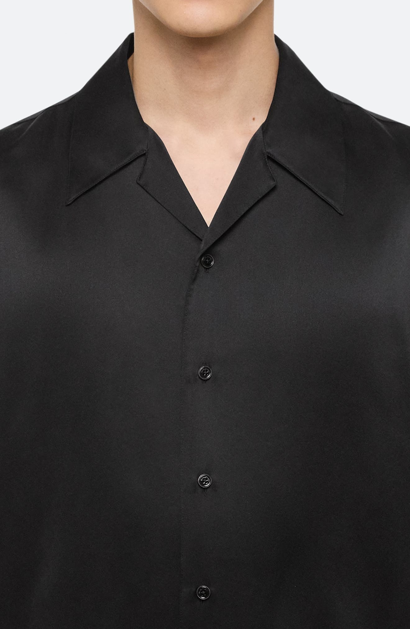 Helmut Lang Boxy Silk Camp Shirt in Black at Nordstrom - 2