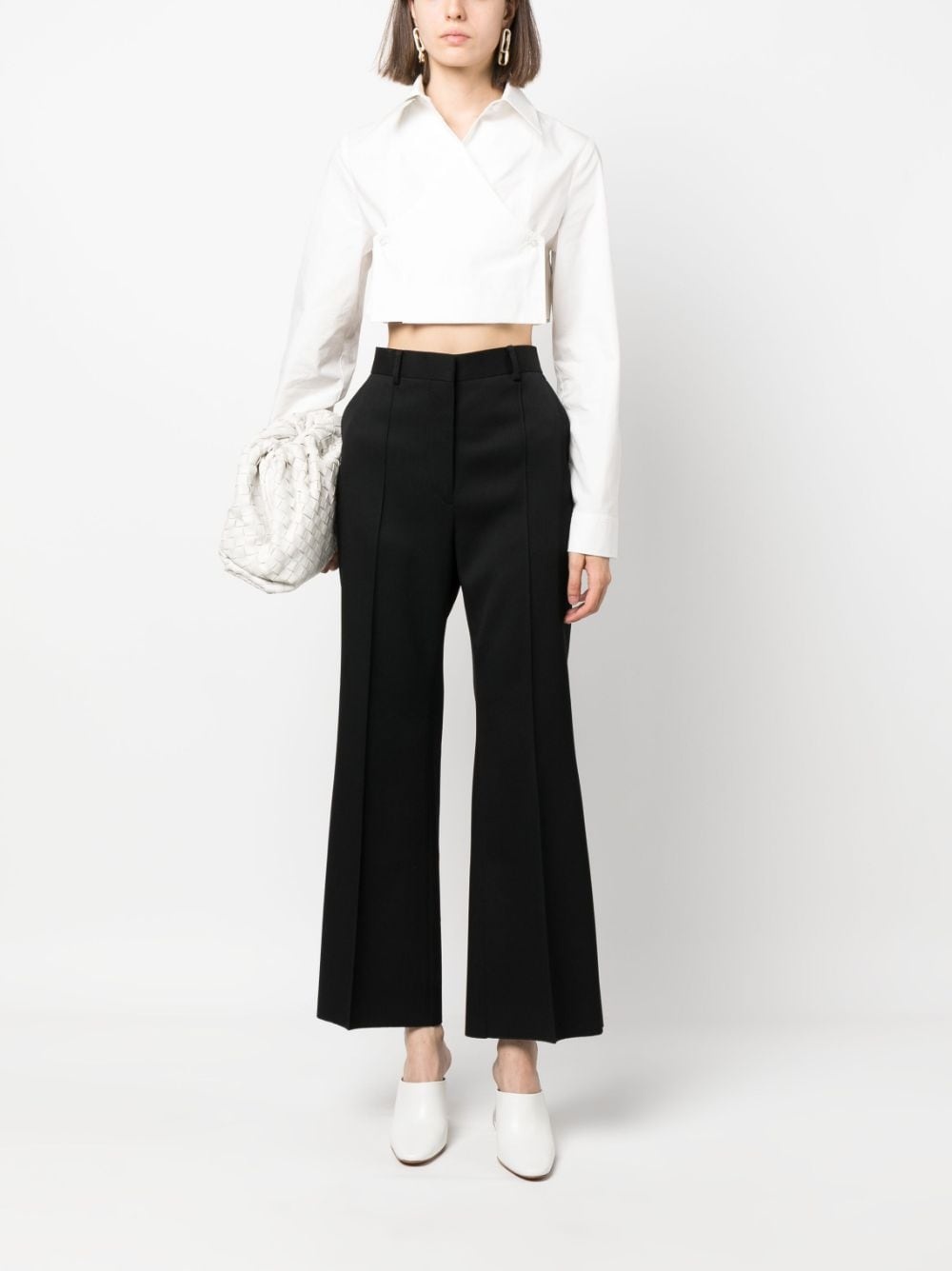 flared cropped wool trousers - 2