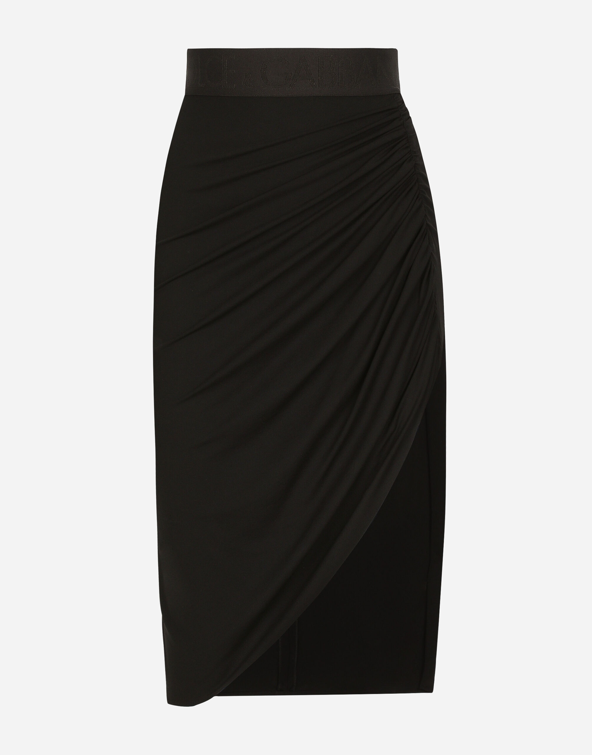 Asymmetrical jersey skirt with draping - 1