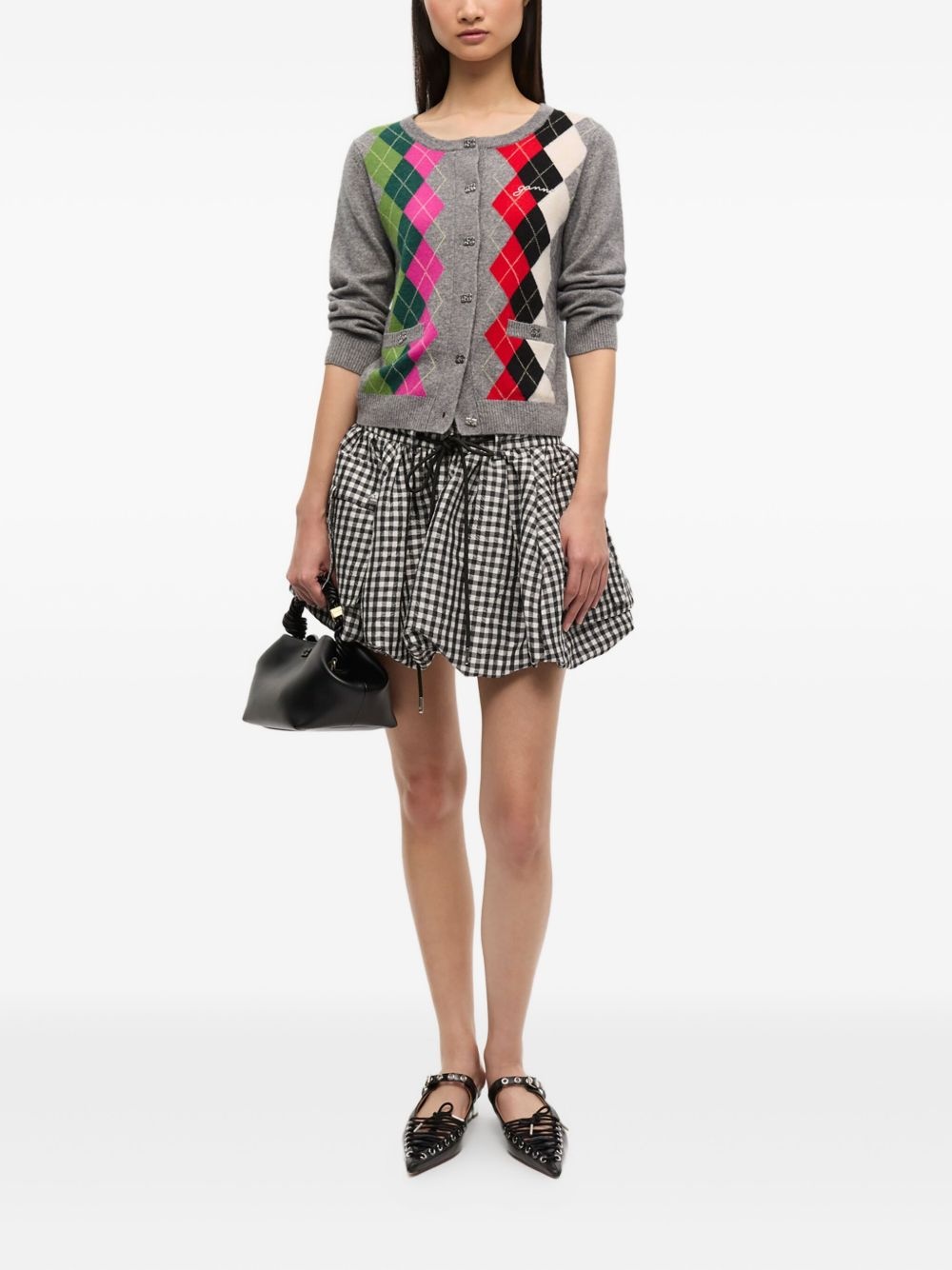argyle-pattern cardigan - 2