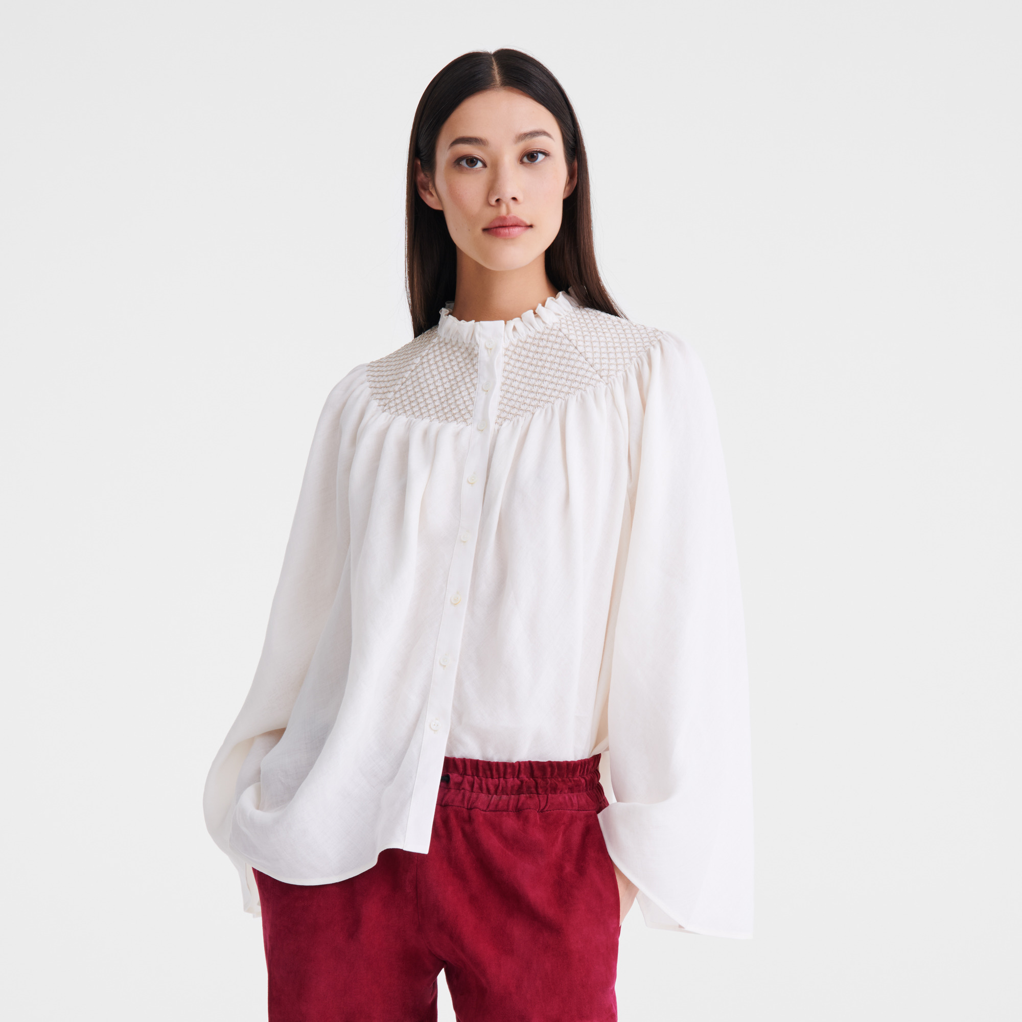 Blouse Ecru - Smocked veil - 4