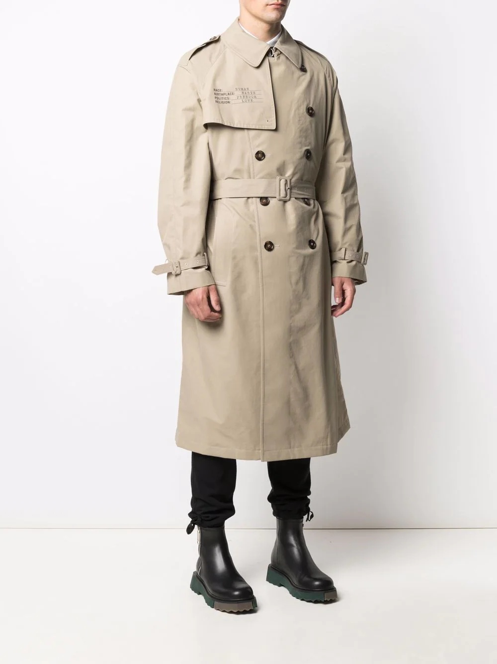 double-breasted belted trench coat - 4