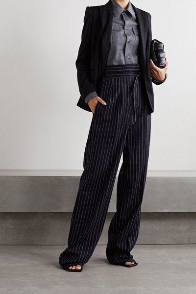 Max Mara Cinghia double-breasted pinstriped wool-blend jersey blazer outlook