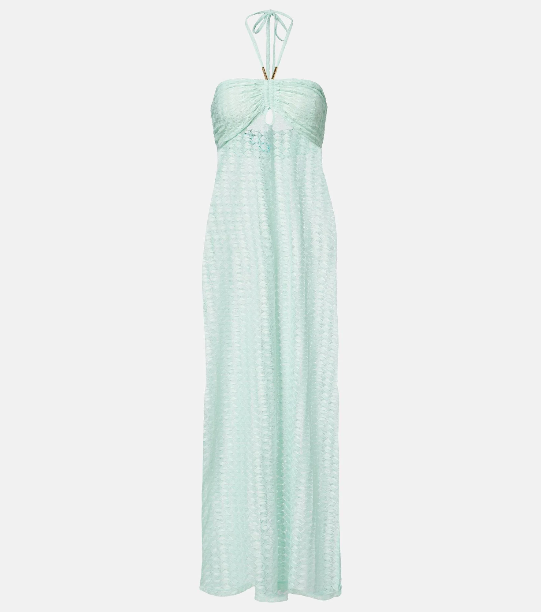 Mila semi-sheer halterneck maxi dress - 1