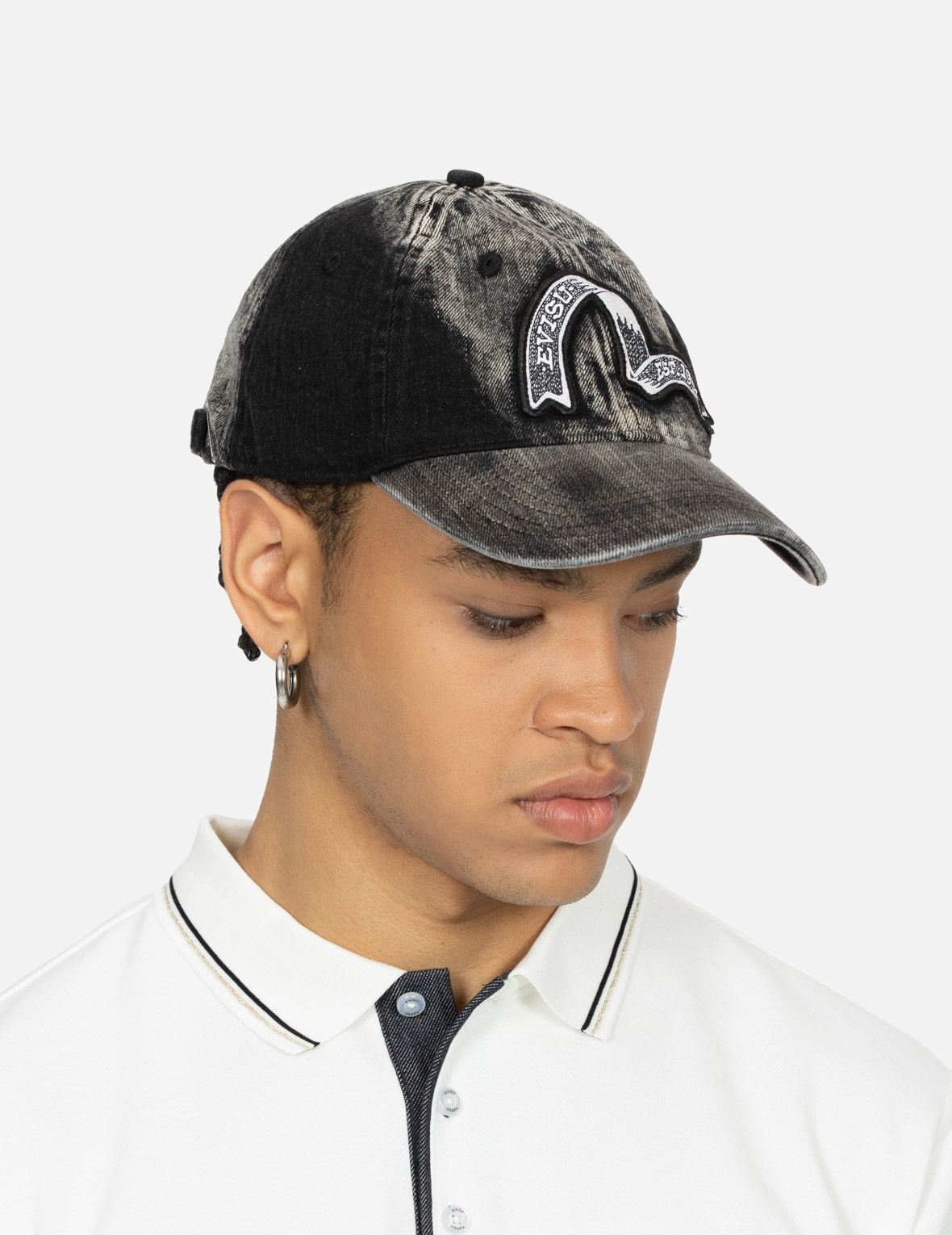 TIE-DYE WASHED EFFECT WITH RIBBON SEAGULL LOGO DENIM CAP - 3