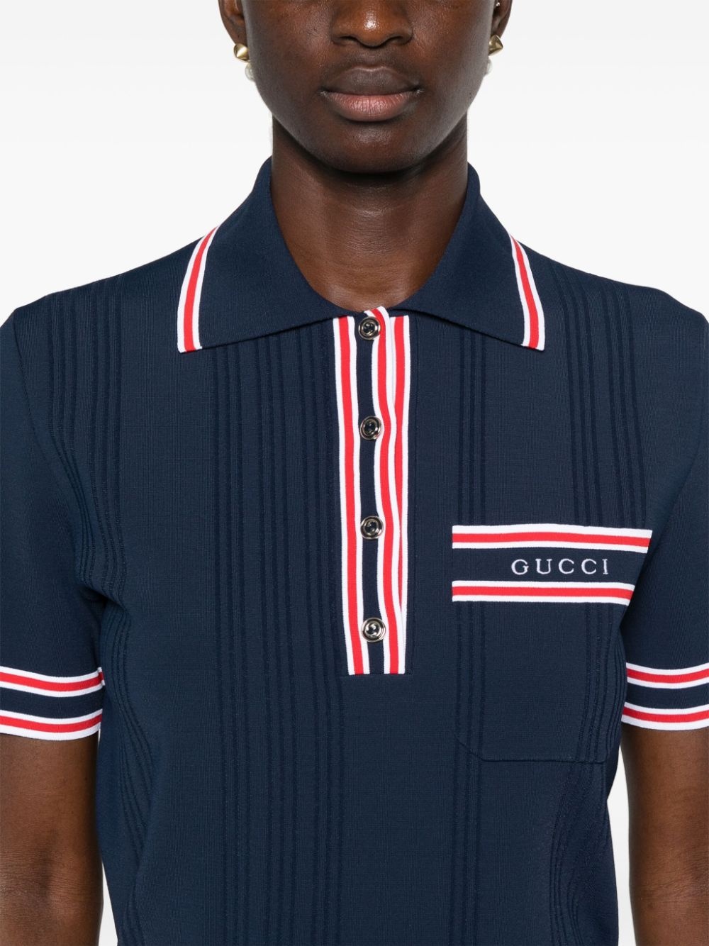 striped-edge ribbed polo top - 5