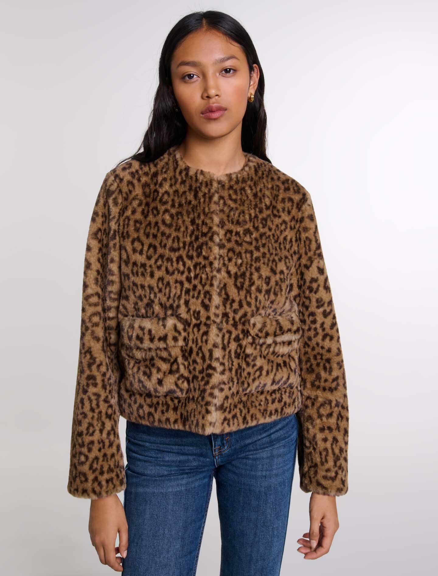 Cropped faux fur jacket - 5