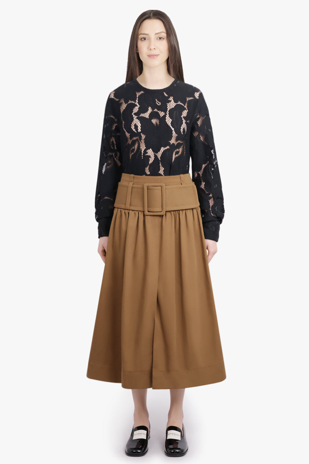 VOLUME MIDI SKIRT WITH BELT DETAIL | NUTMEG - 4