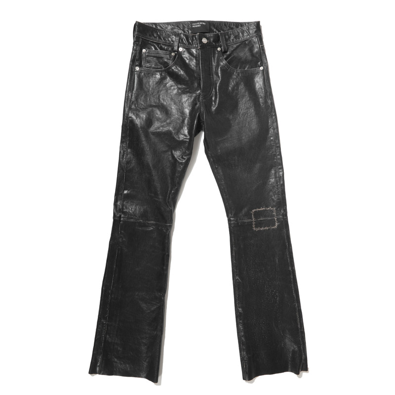 CRUST REPAIRED LEATHER FLARE JEANS 1